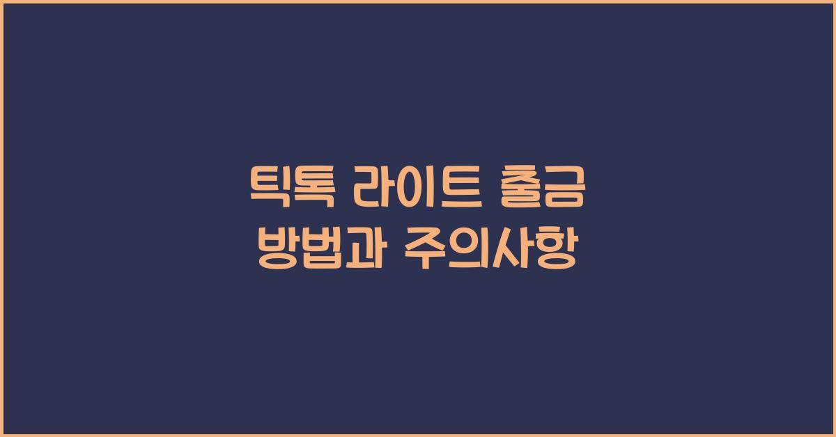 틱톡 라이트 출금