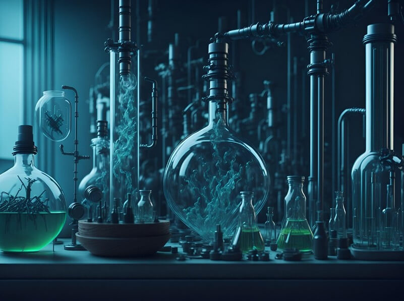 실험실에 놓여 있는 실험병들