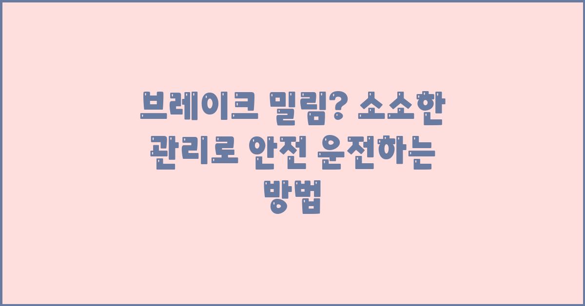 브레이크 밀림?  소소한 관리로 안전하게 운전