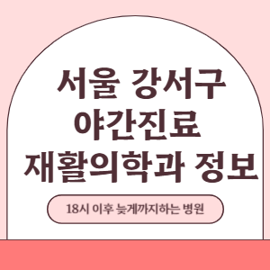 서울 강서구 야간진료 재활의학과 병원 (18시 이후 늦게까지하는 병원)