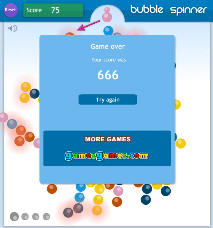 버블-스피너-플래시게임-종료-화면