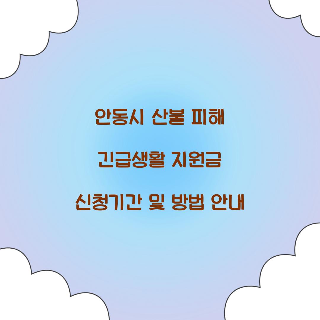 안동시 산불 피해 긴급생활 지원금