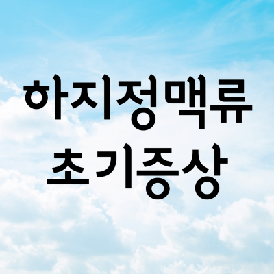 하지정맥류초기증상
