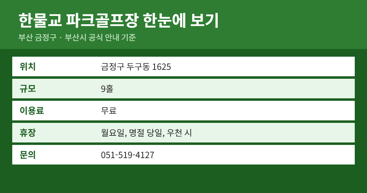 한물교 파크골프장 위치&middot;이용료&middot;예약 방법 요약