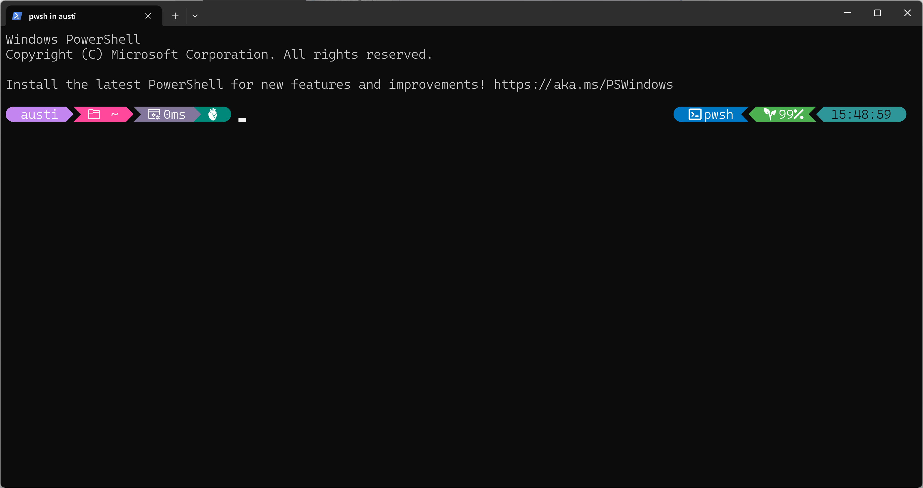 테마가 적용된 Powershell
