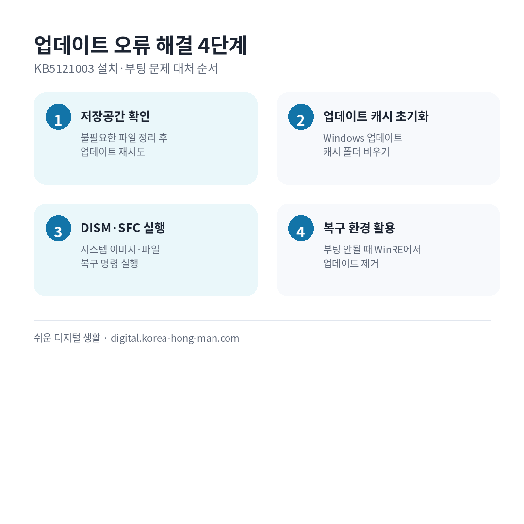 윈도우11 업데이트 오류 해결 4단계 안내