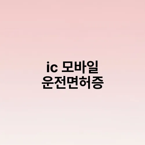ic 모바일 운전면허증