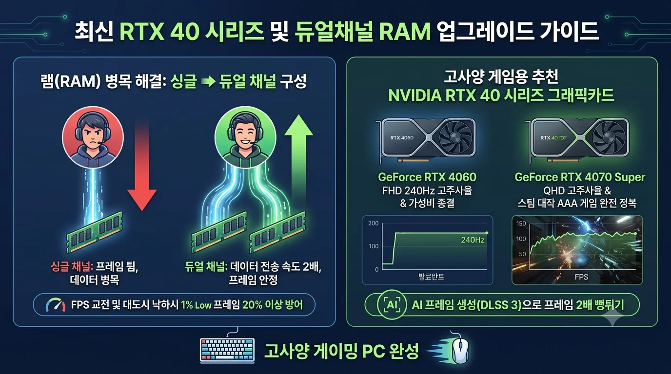 게임 프레임 방어 및 병목 해결을 위한 지포스 RTX 4060 4070 Super 그래픽카드 추천