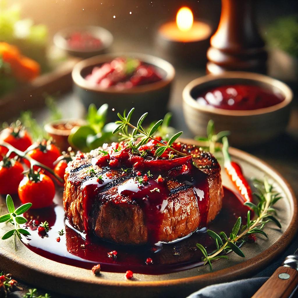 레드 와인 소스 스테이크