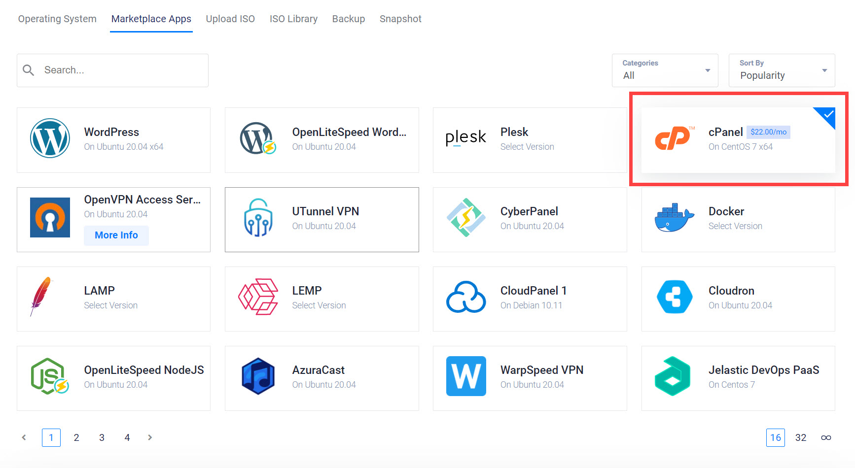 Vultr cPanel 라이선스