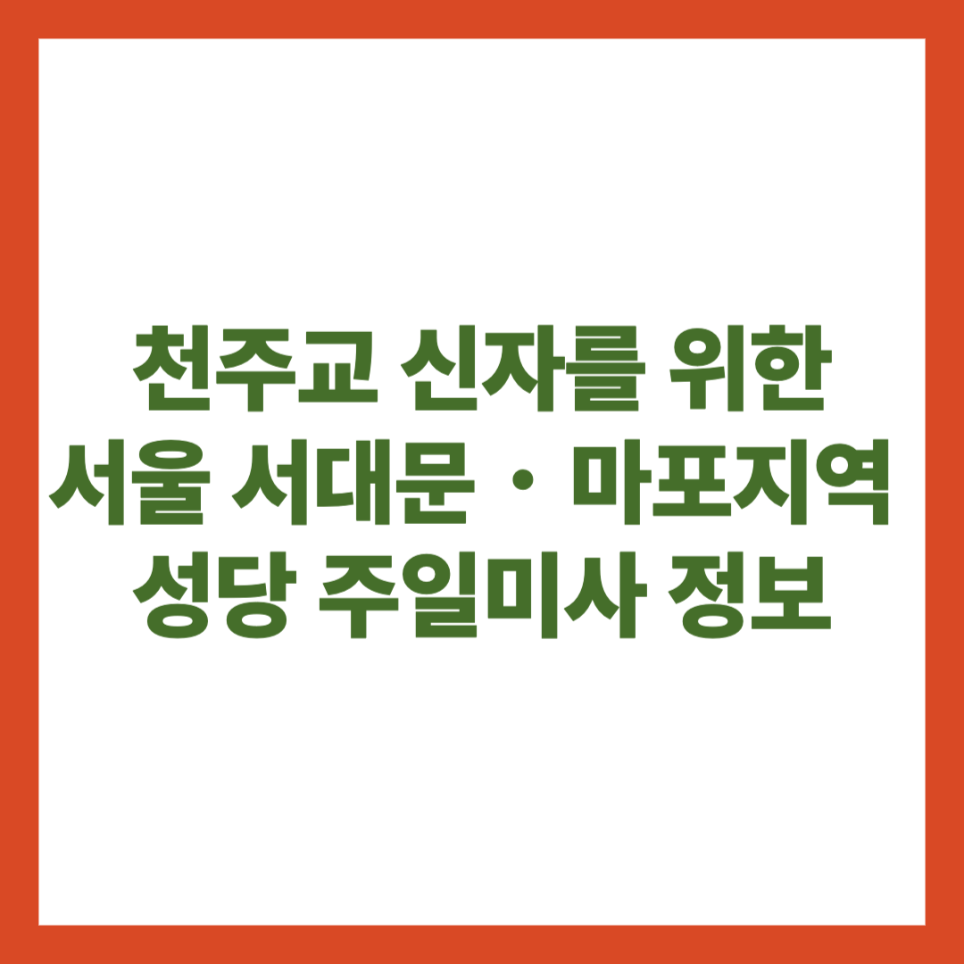천주교 신자를 위한 서울 서대문 마포지역 성당 주일미사 정보