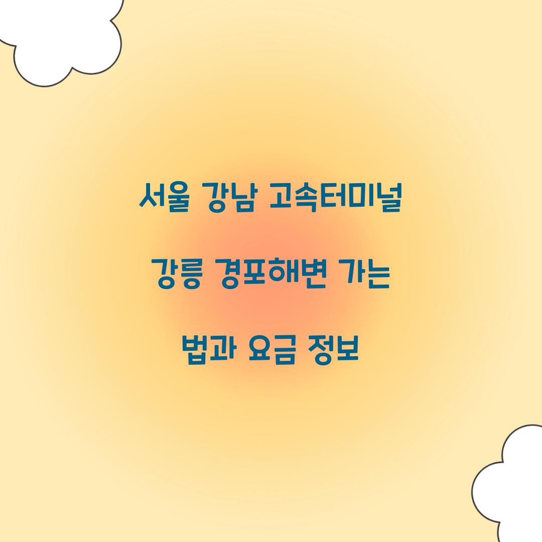 서울 강남 고속터미널 강릉 경포해변