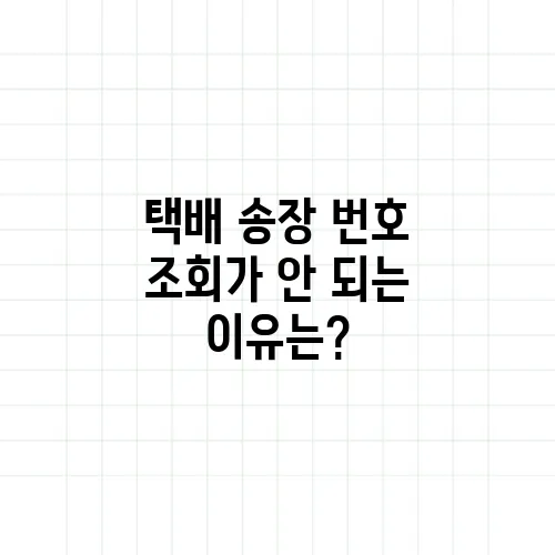 택배 송장 번호 조회가 안 되는 이유는?