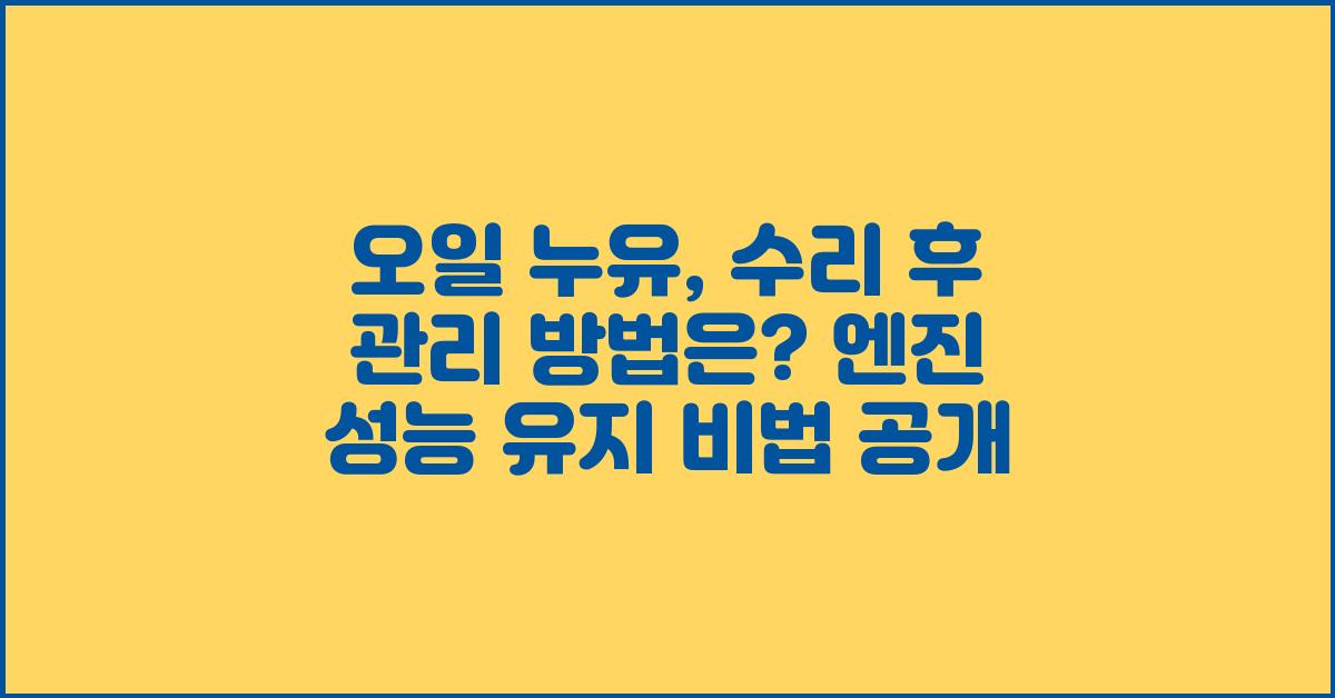 오일 누유, 수리 후 관리 방법은?
