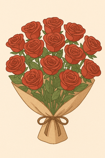 성년의날과 기념일에 어울리는 장미꽃 20송이 꽃다발 이미지