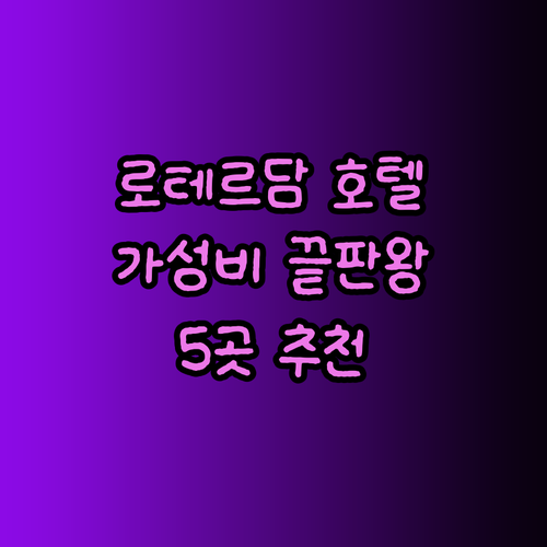 가성비 로테르담 호텔 5곳 특징과 후