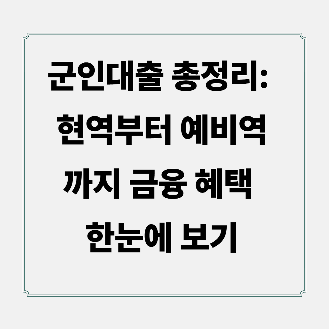 군인대출 총정리: 현역부터 예비역까지 금융 혜택 한눈에 보기