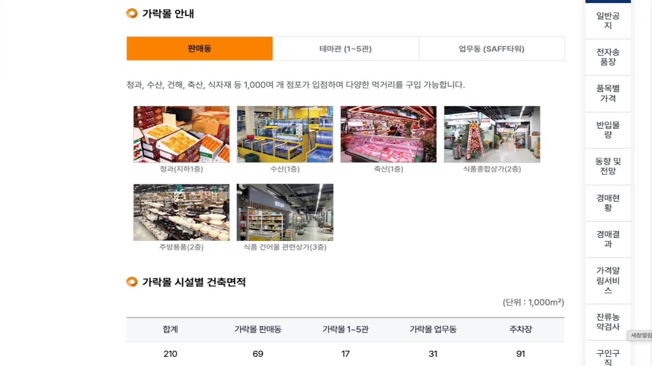 가락몰 판매동 1층 수산 매장 공식 안내