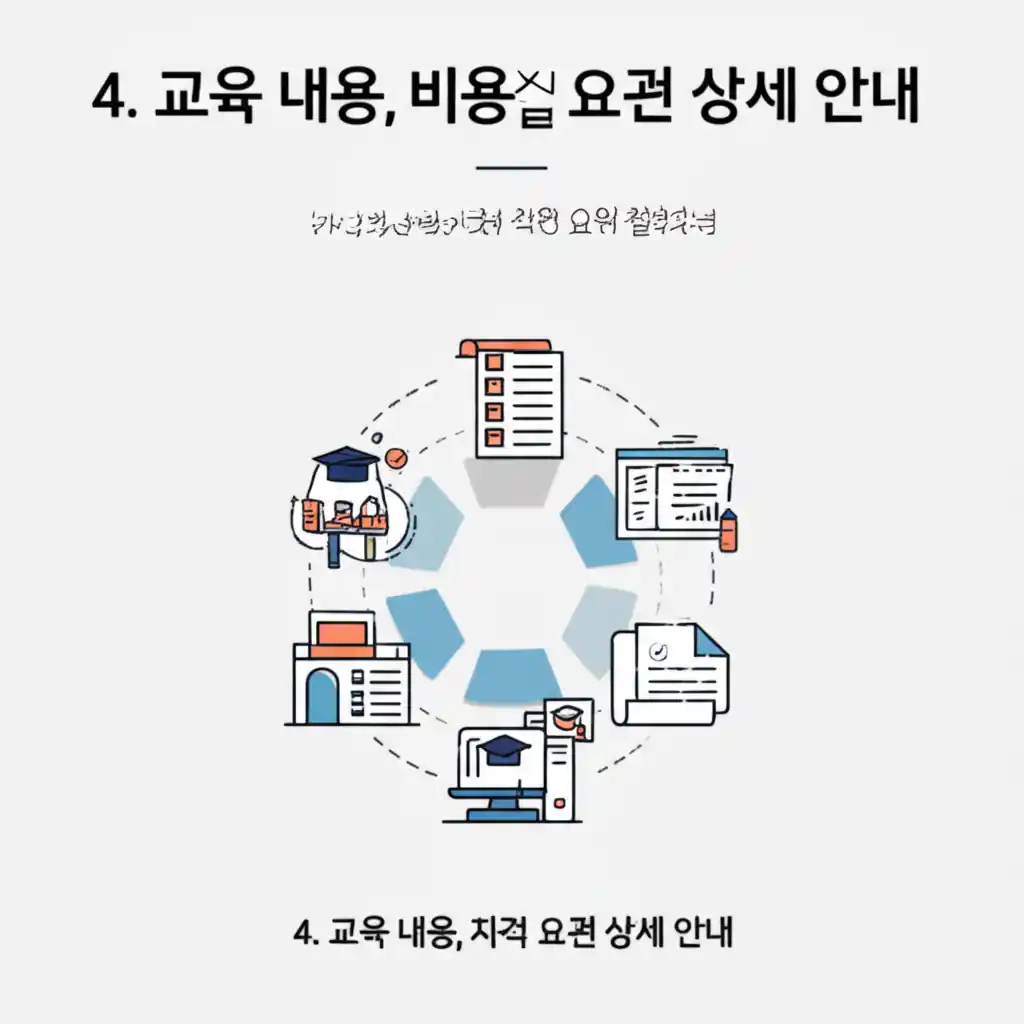 개인택시 양수교육 홈페이지의 교육 내용, 비용, 자격 요건 상세 안내 이미지입니다.