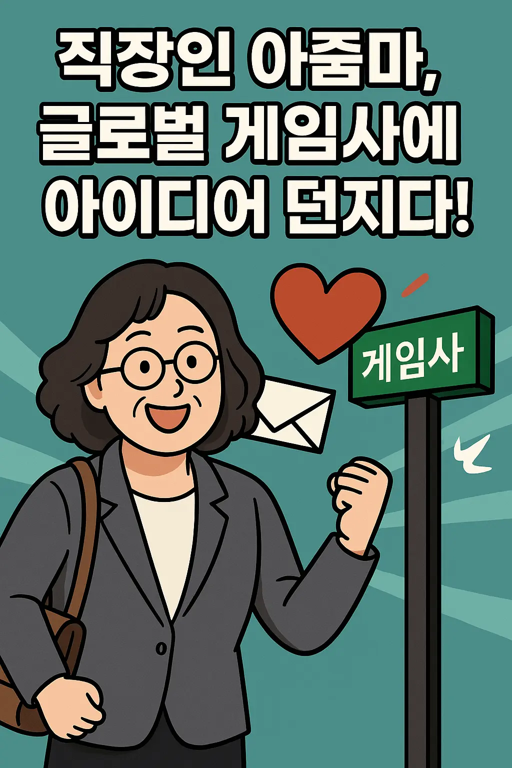 글로벌 게임사에 아이디어를 던지는 50대 직장인 아줌마 일러스트