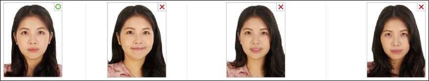 여권사진 규정 - 얼굴방향 표정