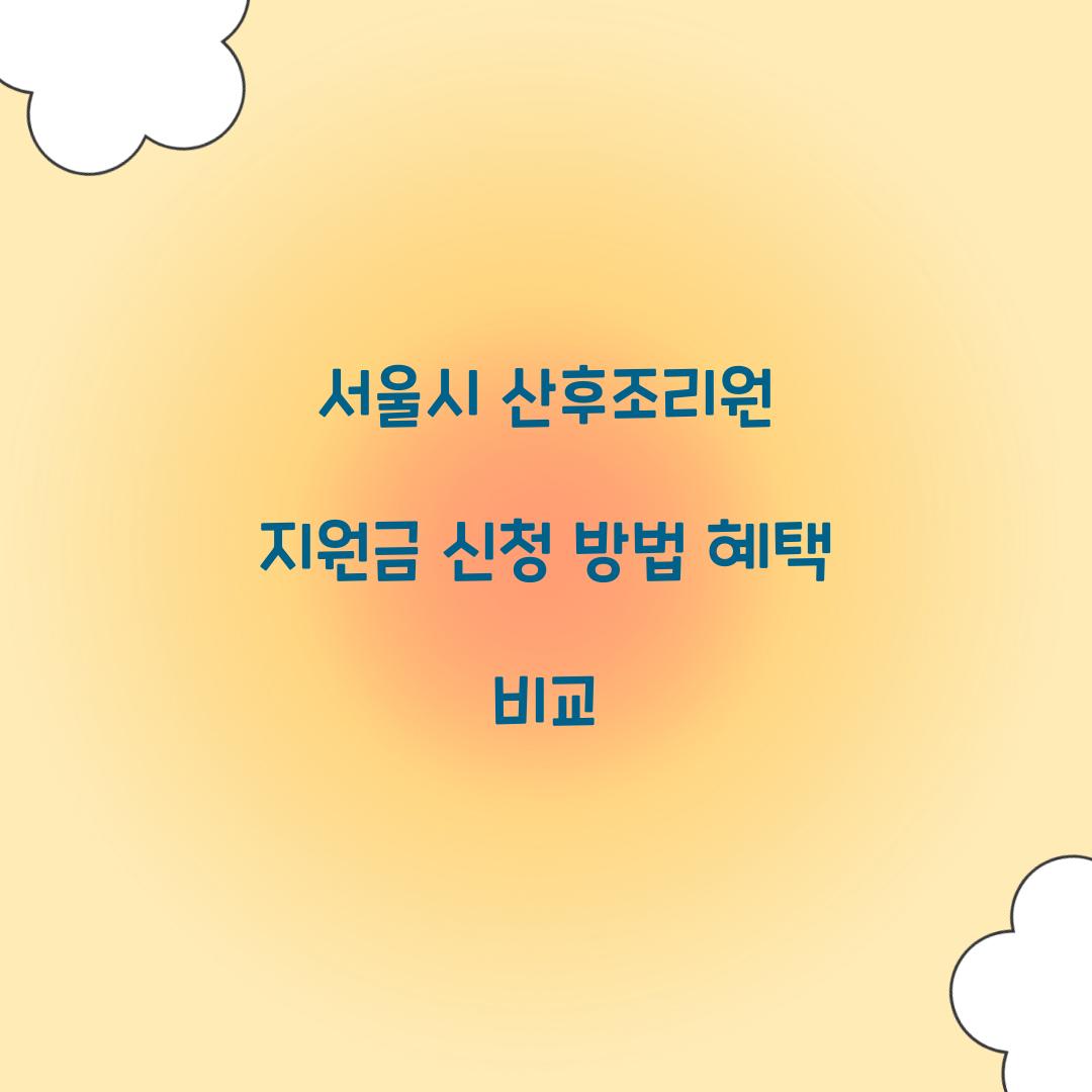 서울시 산후조리원 지원금