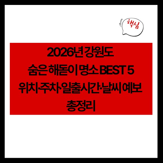 2026년 강원도 숨은 해돋이 명소 BEST 5: 위치·주차·일출시간·날씨 예보 총정리