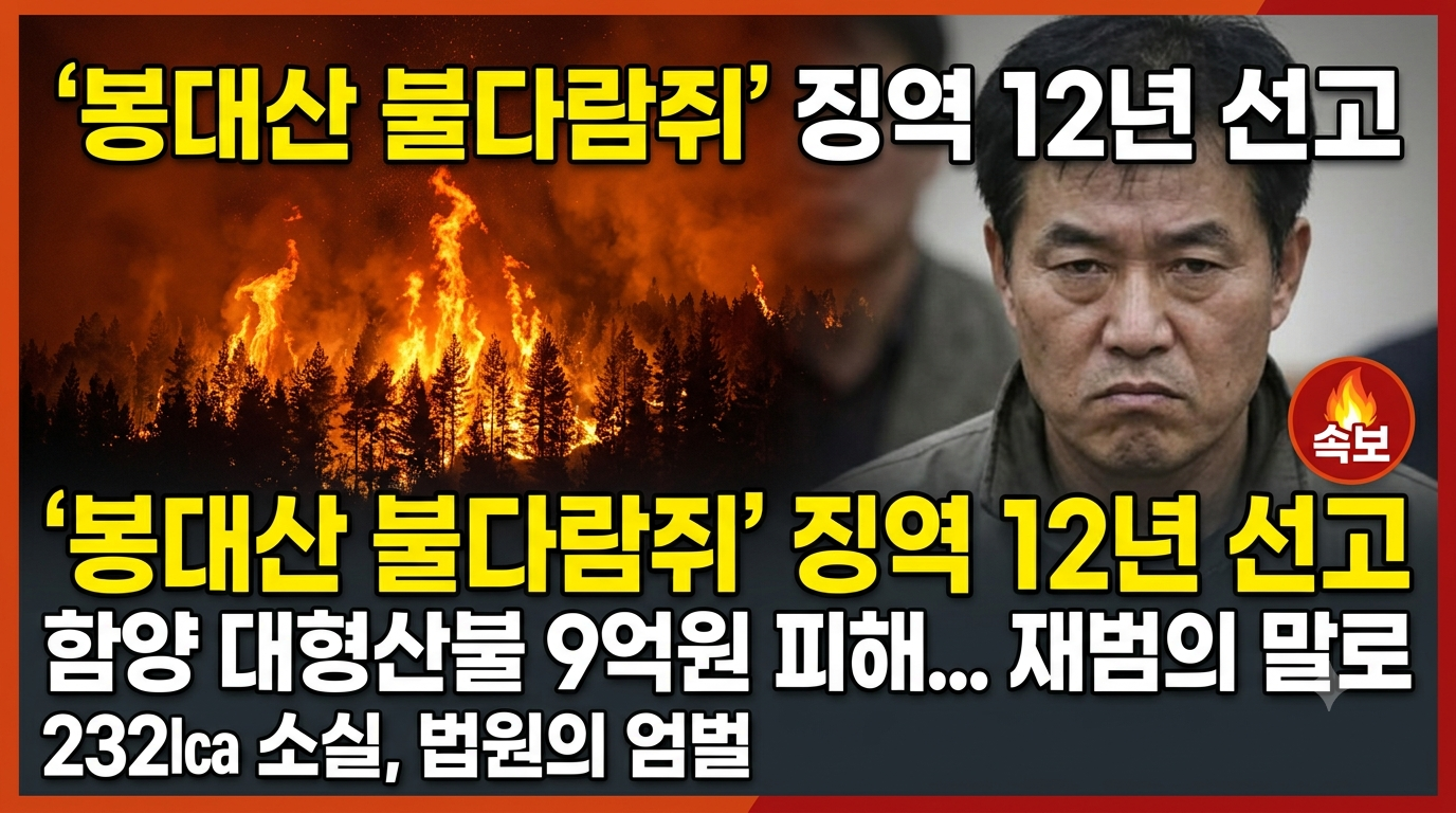 봉대산 불다람쥐 징역 12년 선고 함양 대형산불 9억원 피해 재범의 말로