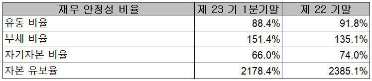 아이티엠반도체 - 재무 안정성 비율