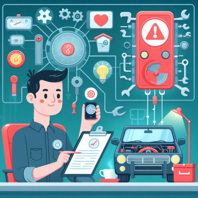 차량의 엔진 점검과 조작을 위한 디지털 제어 화면이 나타나 있습니다.