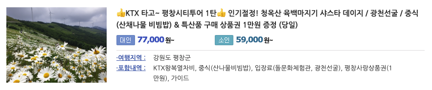 2025 평창 시티투어 예약, 2025 평창 시티투어 시간표, KTX 당일치기 여행, 가성비 여행