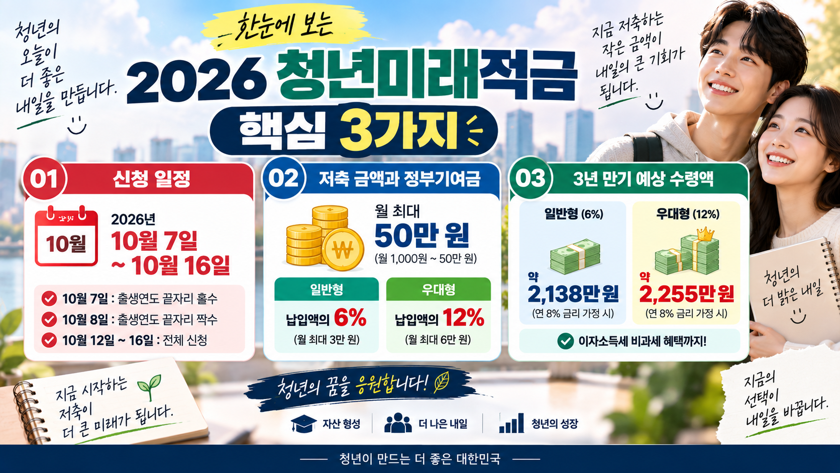2026 청년미래적금 10월 신청 정부기여금 만기 수령액 핵심 3가지 요약