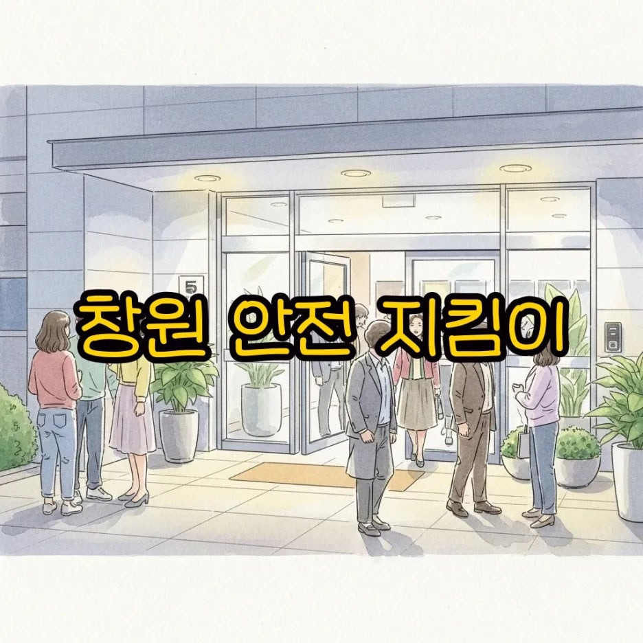 안전하고 평화로운 아파트 단지 입구 풍경