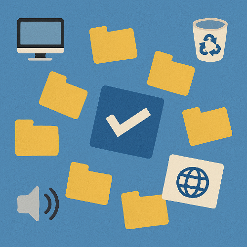 이미지 1. 아이콘이 정렬되지 않은 화면