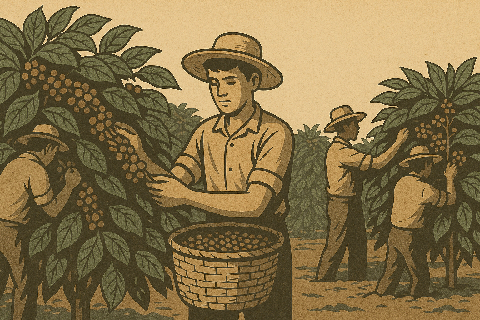 커피 수확 장면 이미지