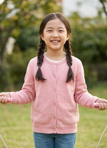 줄넘기를 연습하는 딸