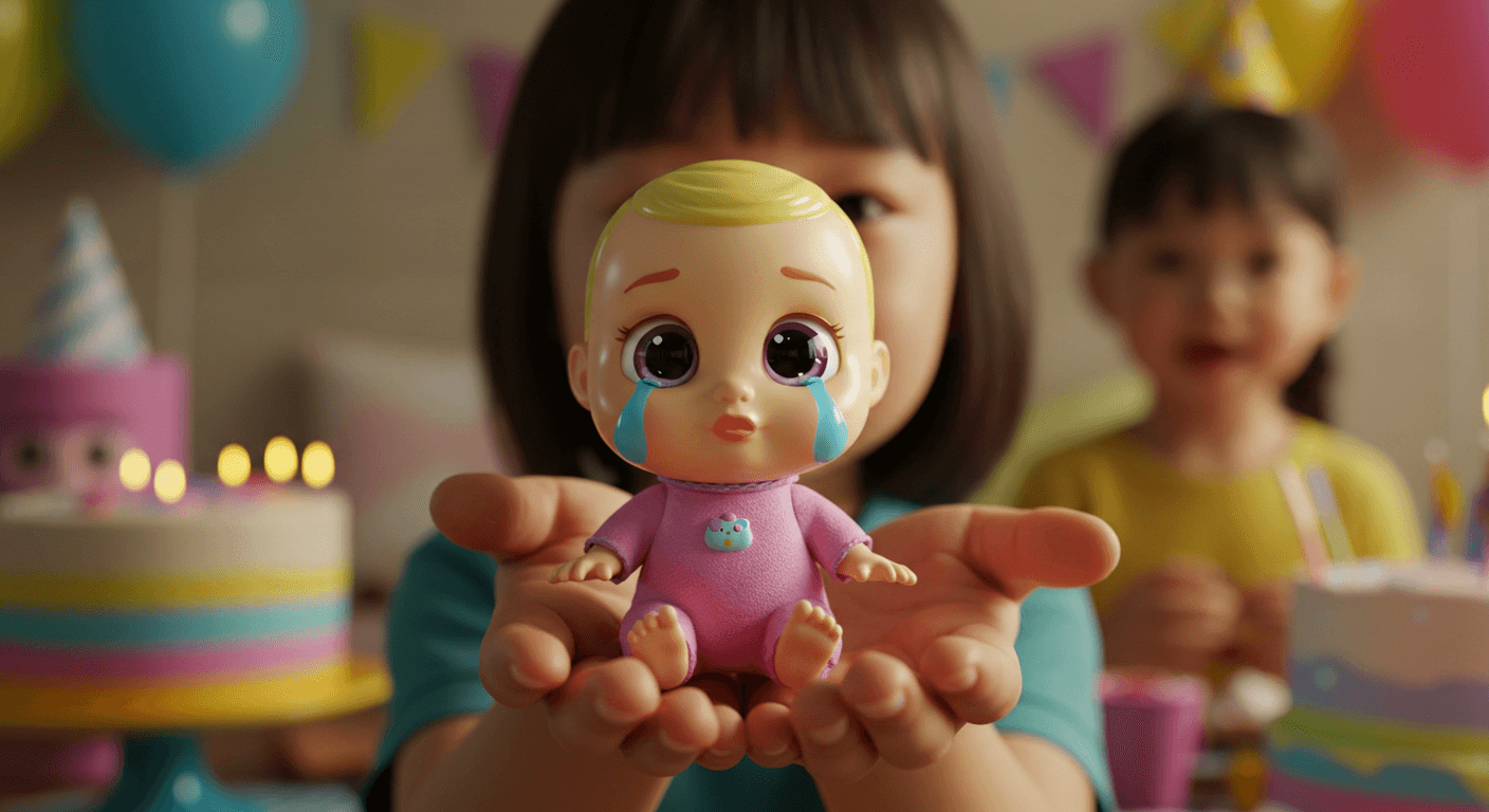 부모가 아이에게 크라이베이비 인형을 선물하는 모습 2