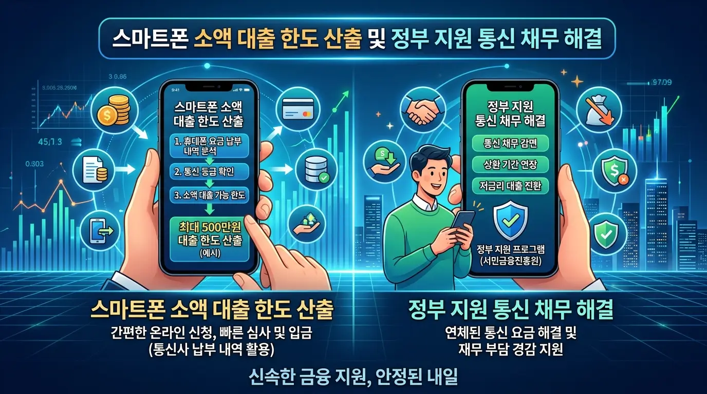 스마트 폰 소액 대출 한도 산출 및 정부 지원 통신 채무 해결
