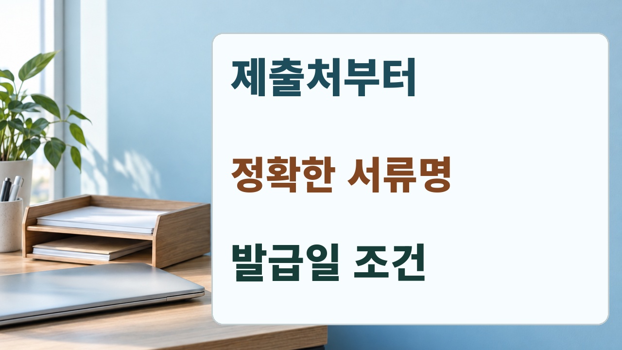 제출처에 정확한 서류명과 발급일 조건을 먼저 확인하는 안내