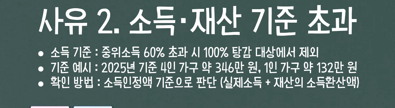 사유 2. 소득&middot;재산 기준 초과 안내문