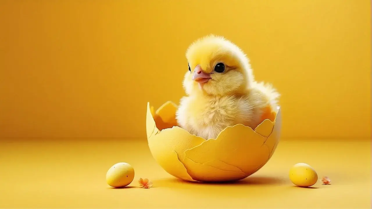 막 부화한 병아리의 모습