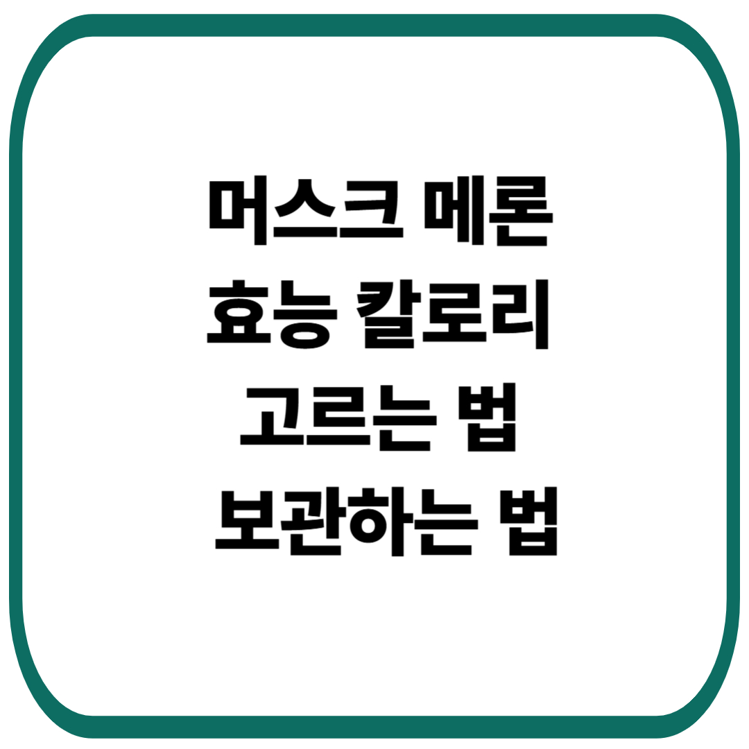 머스크 메론 효능 칼로리 고르는 법 후숙하는 법 자르는 법 보관하는 법