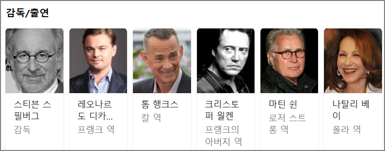 영화 캐치 미 이프 유 캔 출연배우 사진