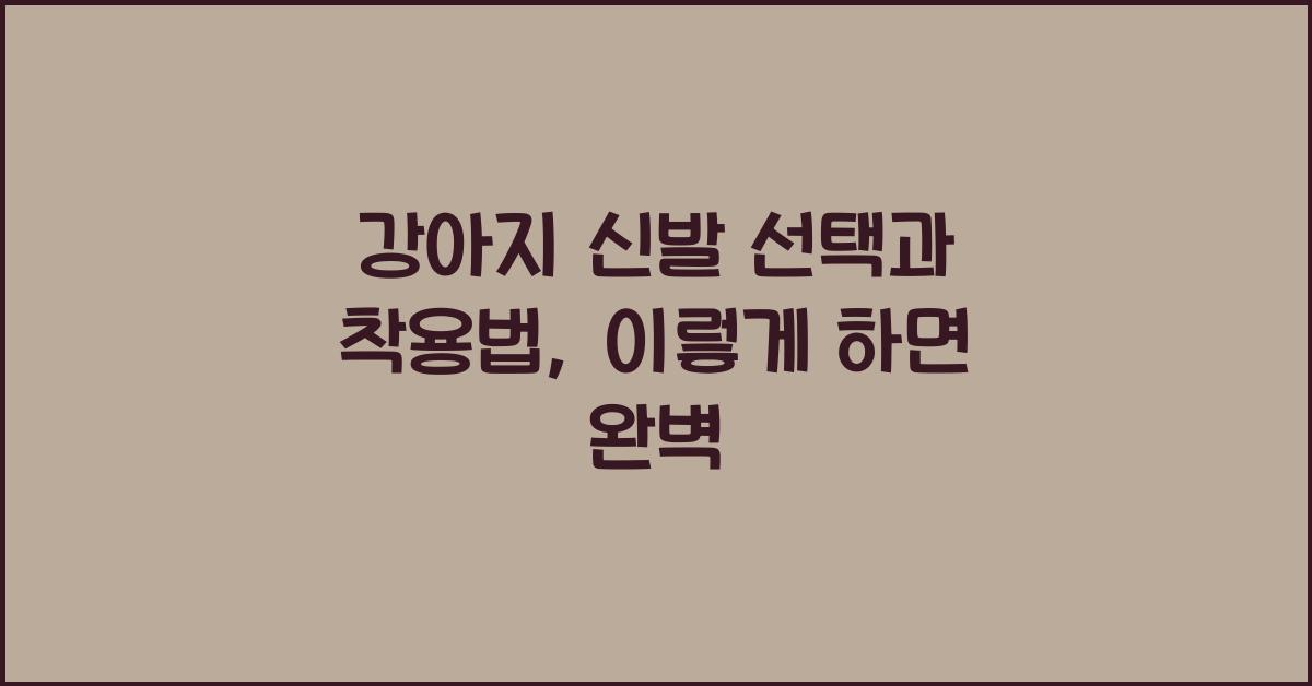 강아지 신발 선택과 착용법