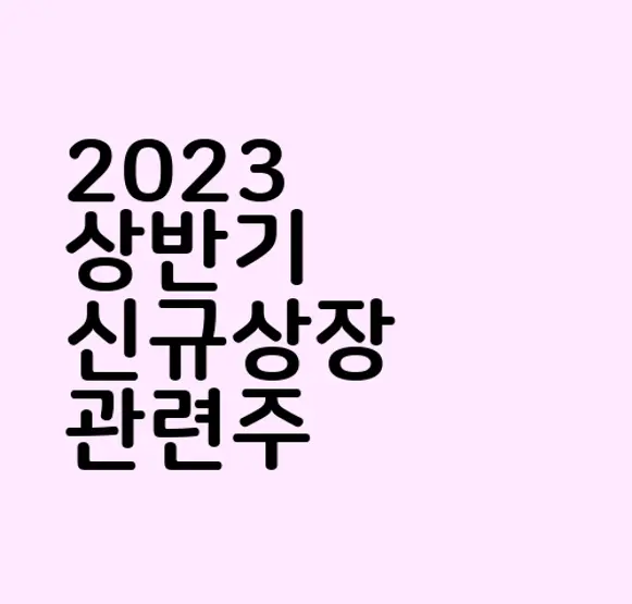 2023 상반기 신규상장 관련주