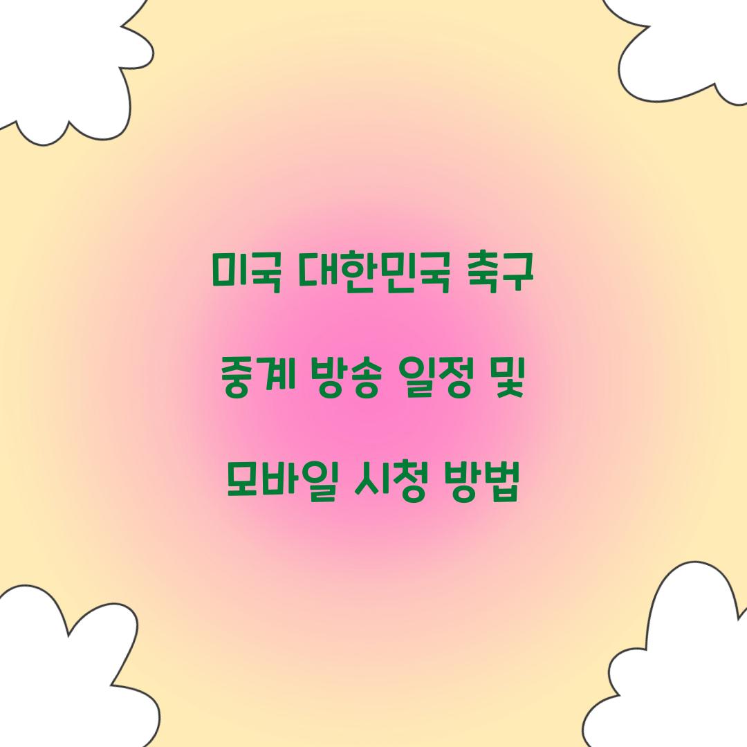 미국 대한민국 축구 중계 방송