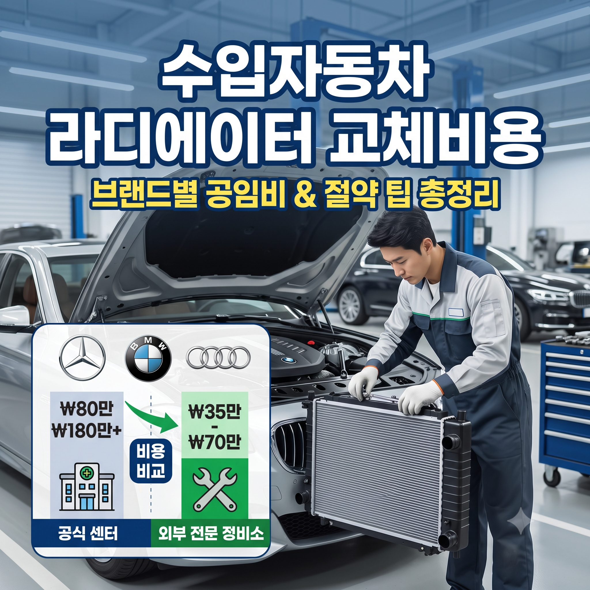 수입자동차 라디에이터 교체비용 총정리 (브랜드별 공임비 및 절약 팁)