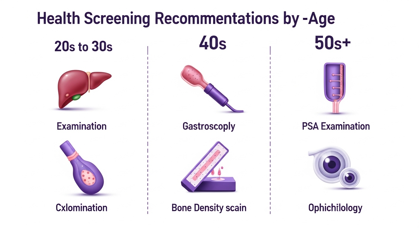 건강검진, 연령별검진, 검사항목, 의료전문가추천, 대장내시경, 위내시경, 폐암검사, 전립선검사, 골밀도, 건강체크리스트