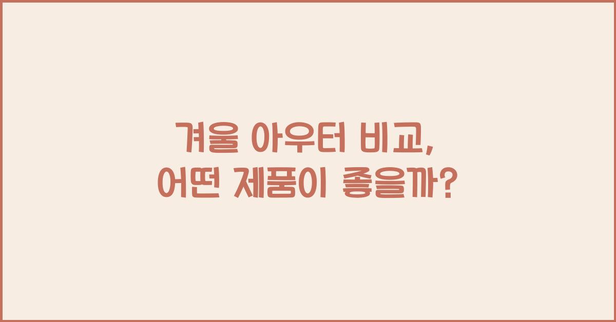 겨울 아우터 비교