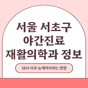 서울 서초구 야간진료 재활의학과 병원 (18시 이후 늦게까지하는 병원)